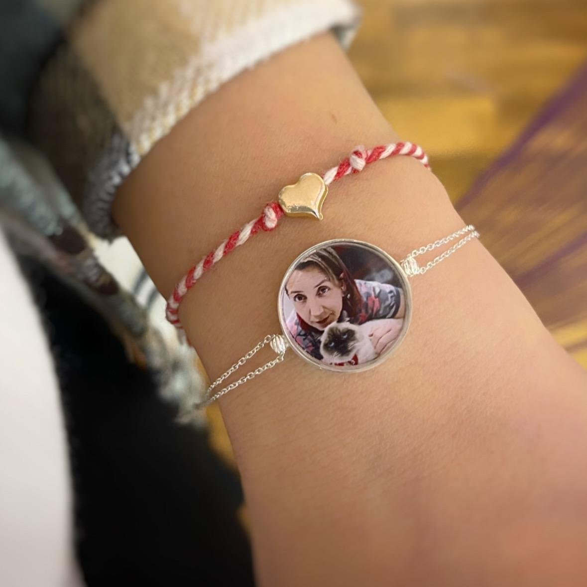 Renkli Baskı Resim Gümüş Bileklik