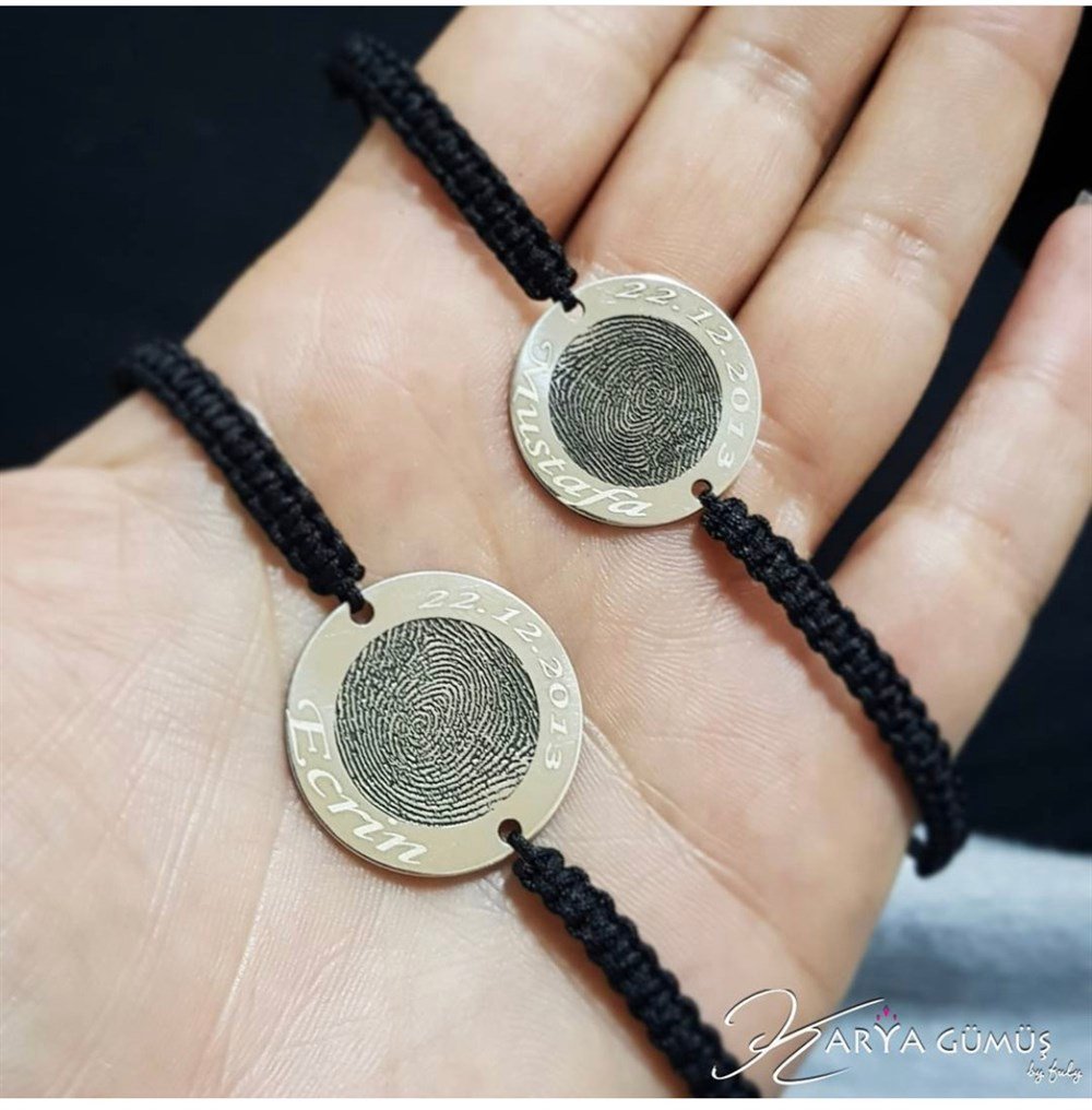 Sevgilim Kombin Parmak İzi Gümüş Bileklik