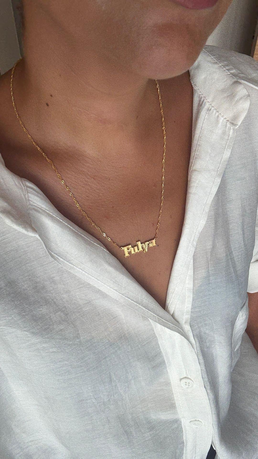 Singapur Zincir Tasarım İsim Gümüş Kolye