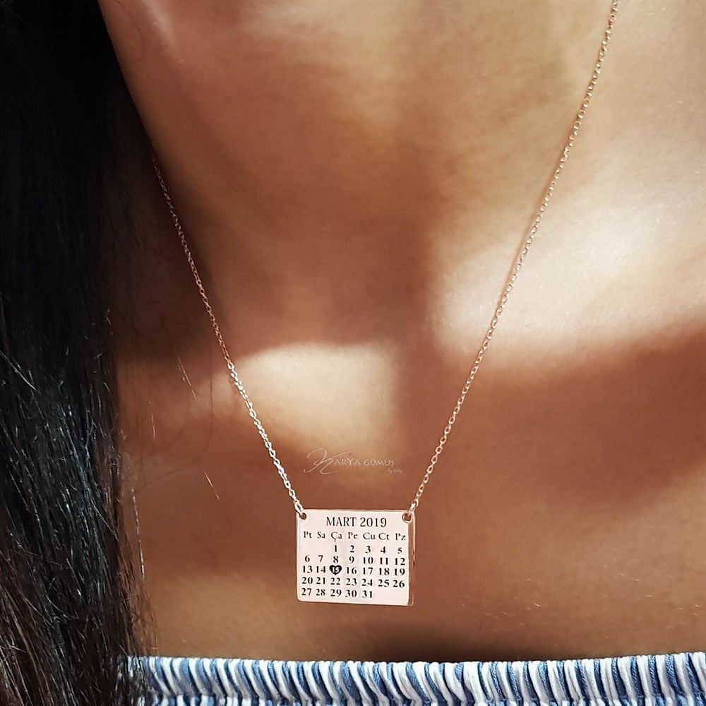 TAKVİM GÜMÜŞ KOLYE