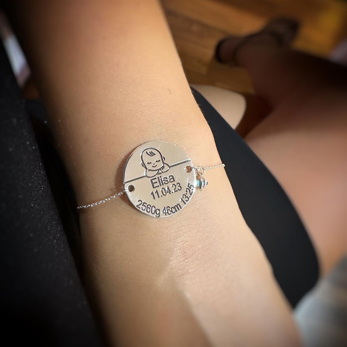 Tasarım Bebek İsim Gümüş Bileklik