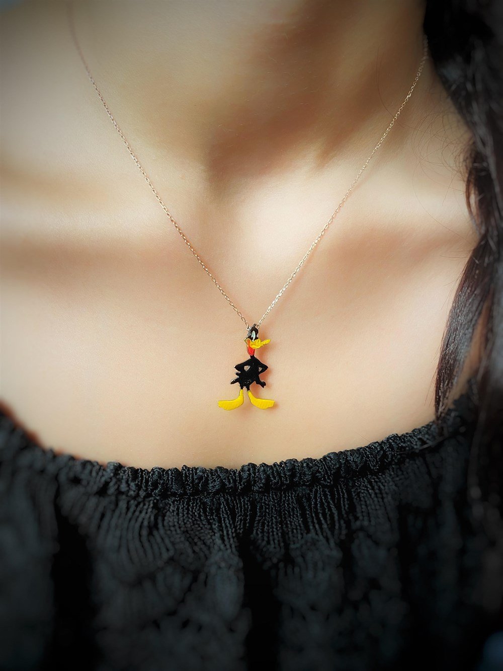 Tasarım Daffy Duck Gümüş Kolye