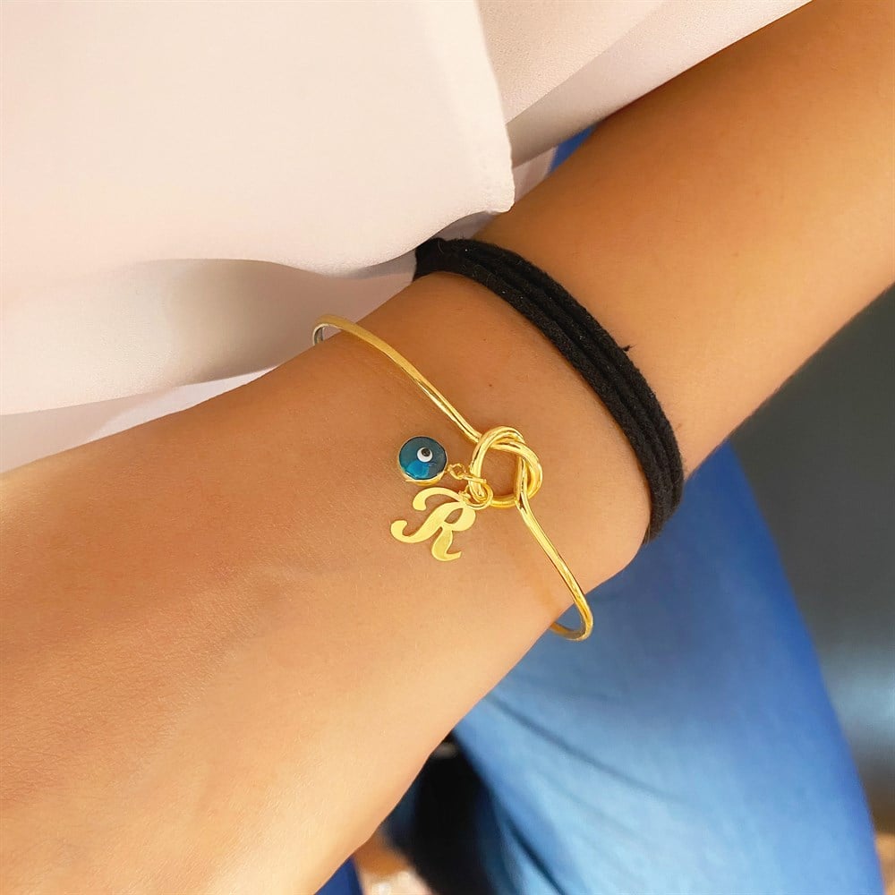 Tasarım Düğüm Harf Nazar Boncuklu Bileklik