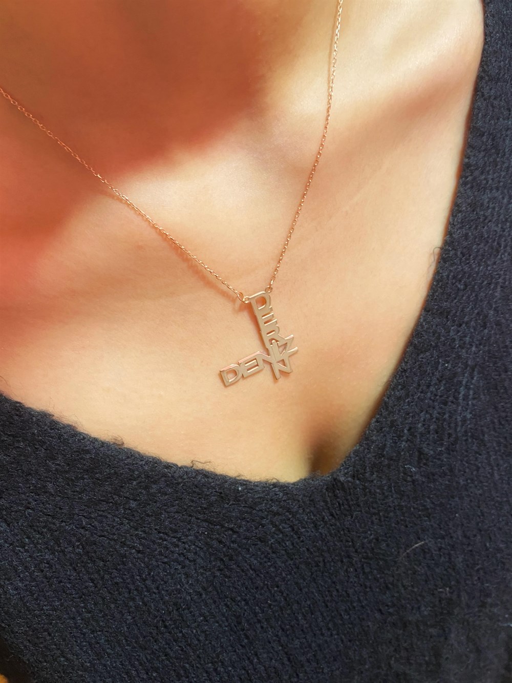 Tasarım İki İsim Gümüş Kolye