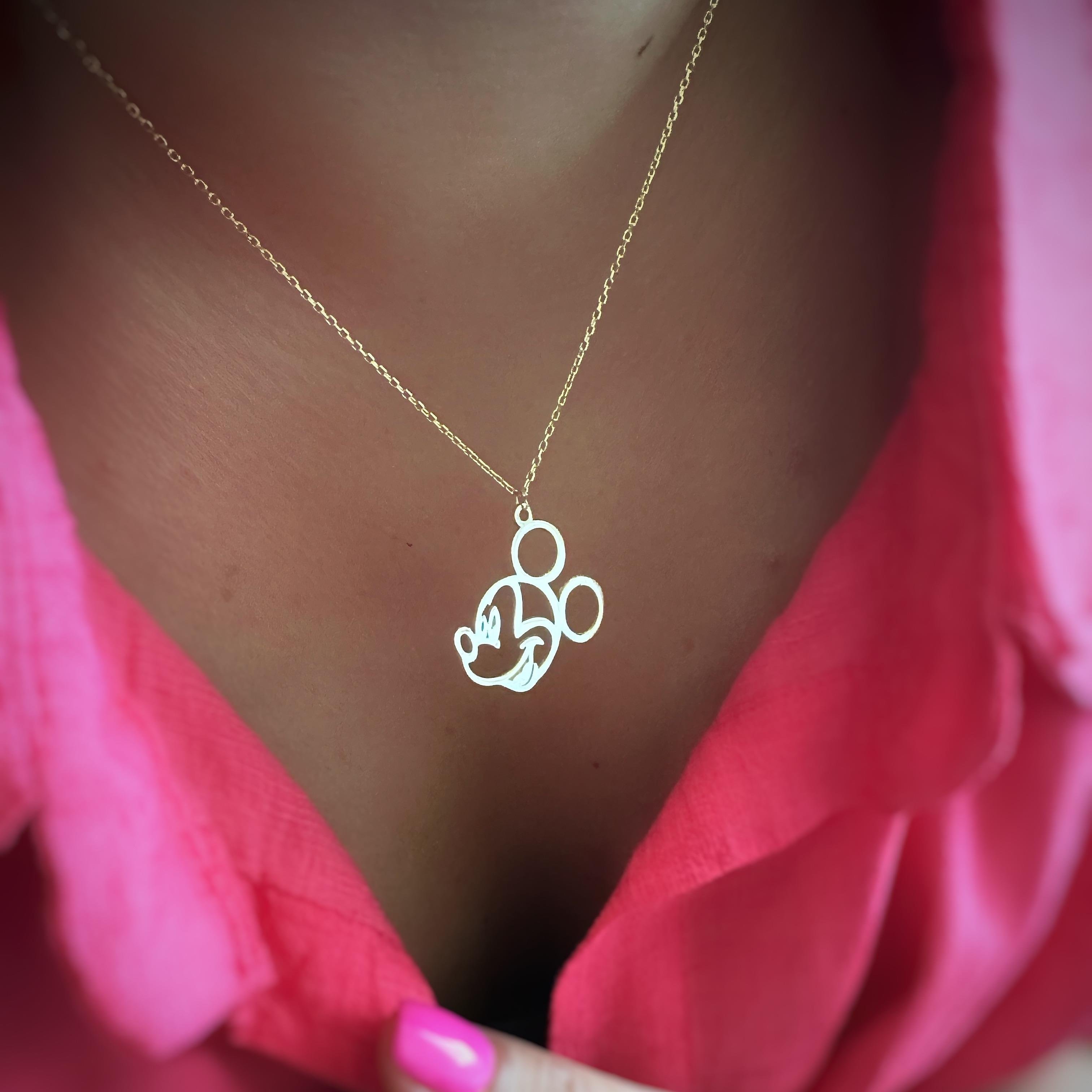 Tasarım Mickey Gümüş Kolye