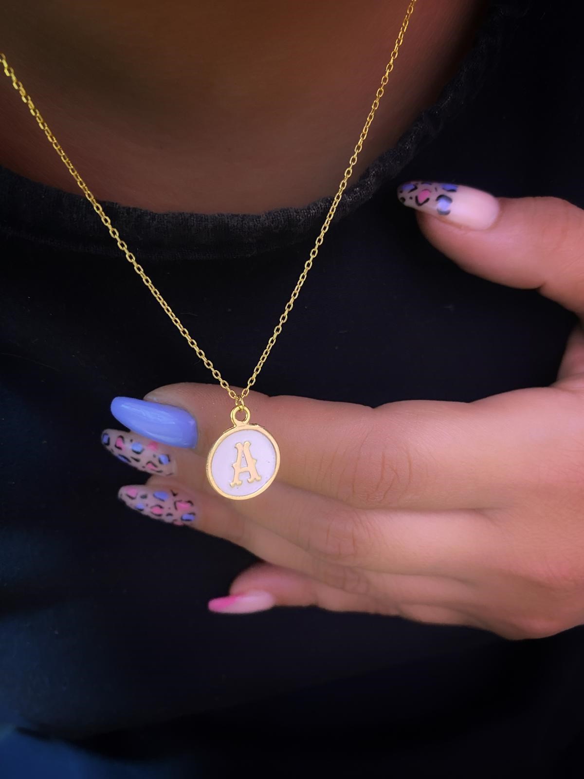 Tasarım Mineli Harf Gümüş Kolye