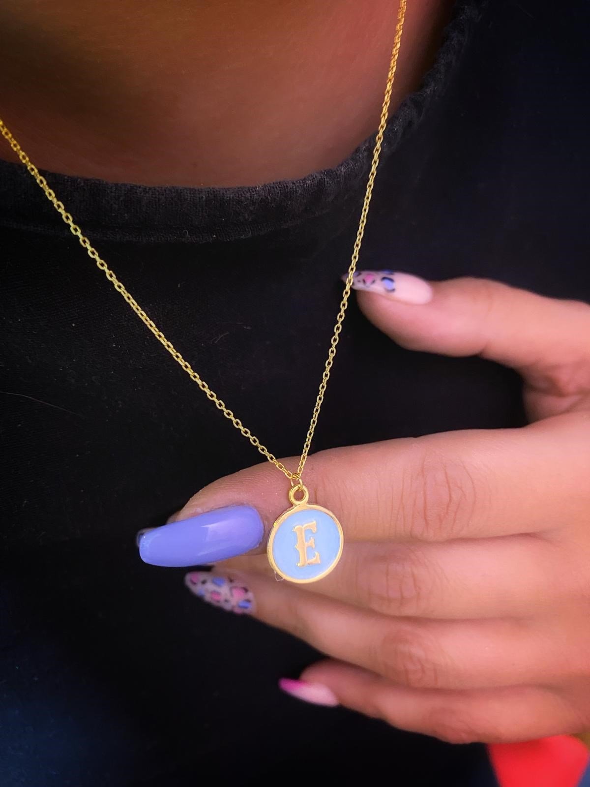 Tasarım Mineli Harf Gümüş Kolye