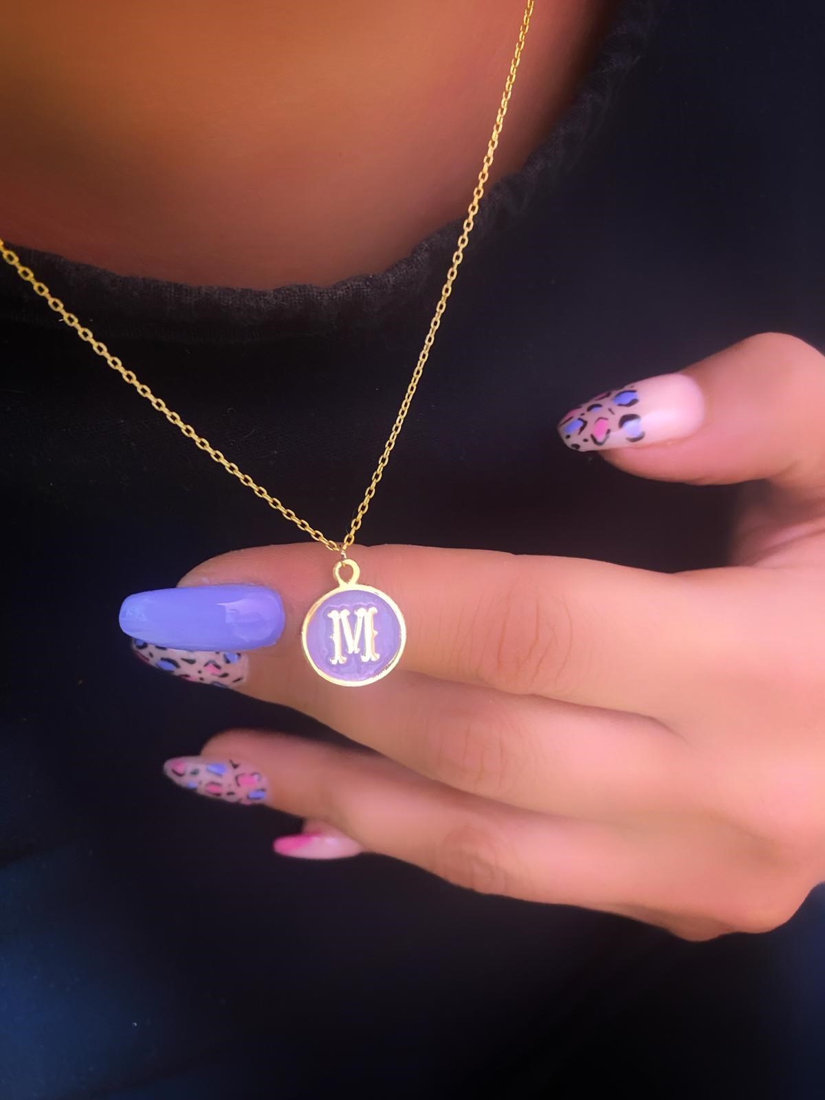 Tasarım Mineli Harf Gümüş Kolye