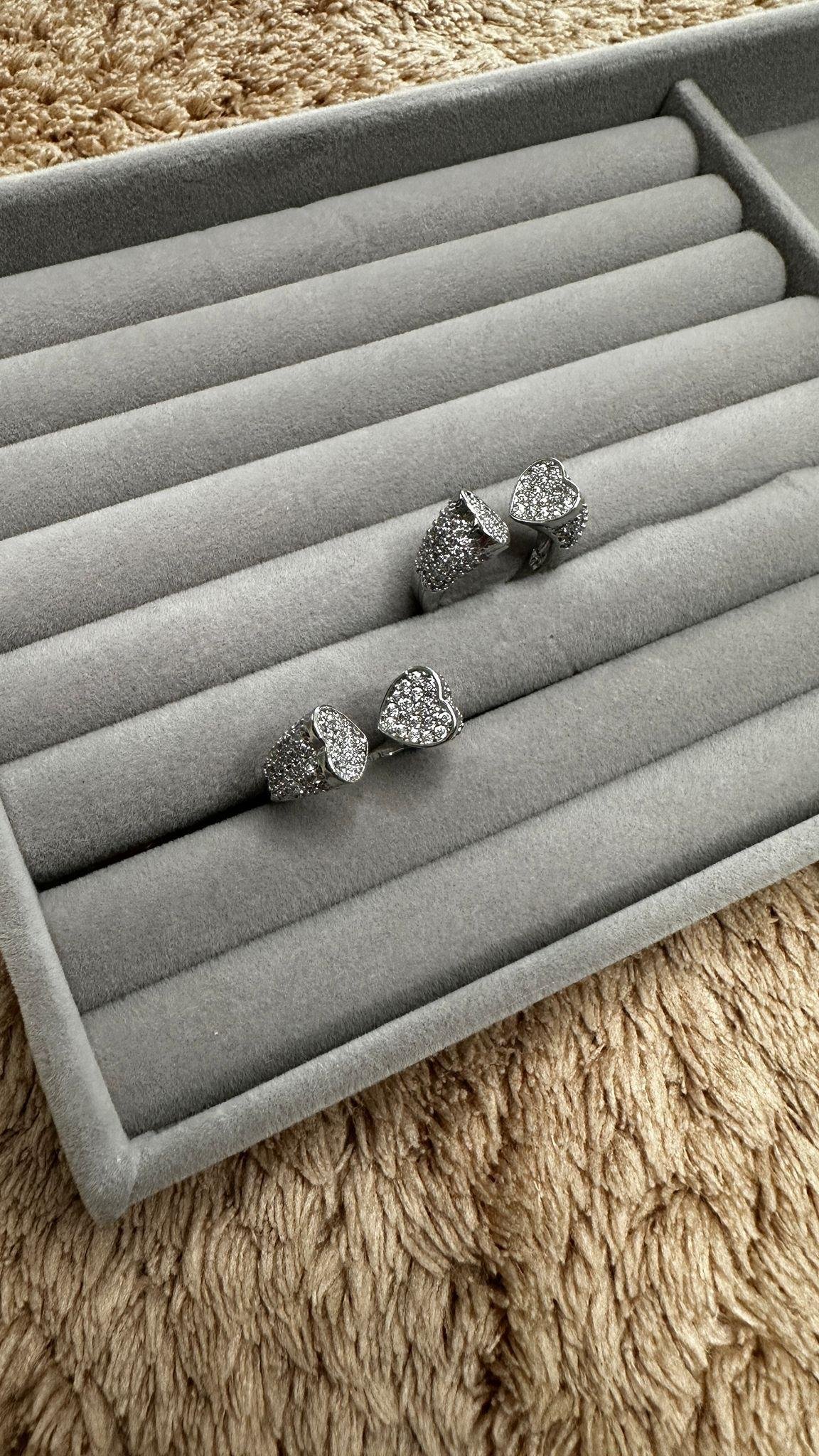 Tasarım Zirkon İkili Kalp Yüzük