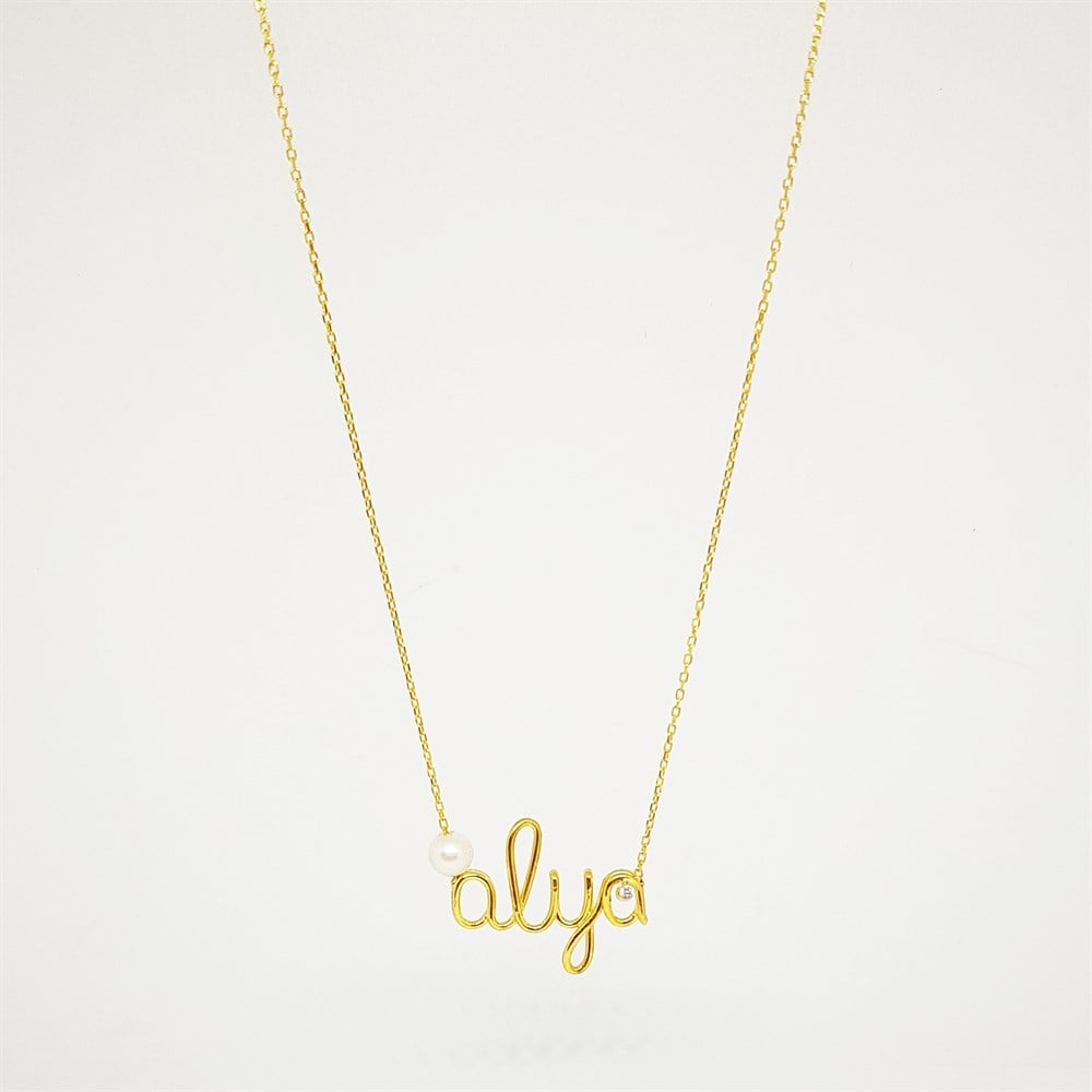 TEL BÜKME İNCİLİ İSİM GÜMÜŞ KOLYE