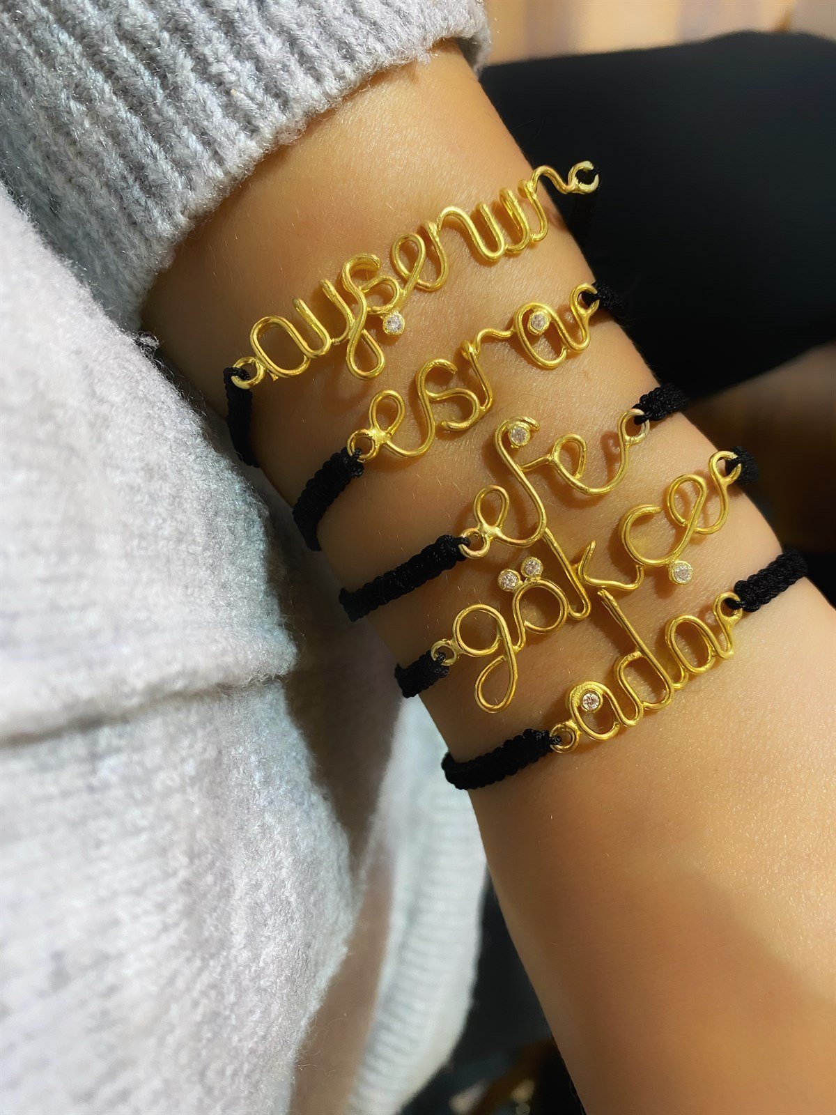 Tel Bükme İsim Gümüş Makrome Bileklik