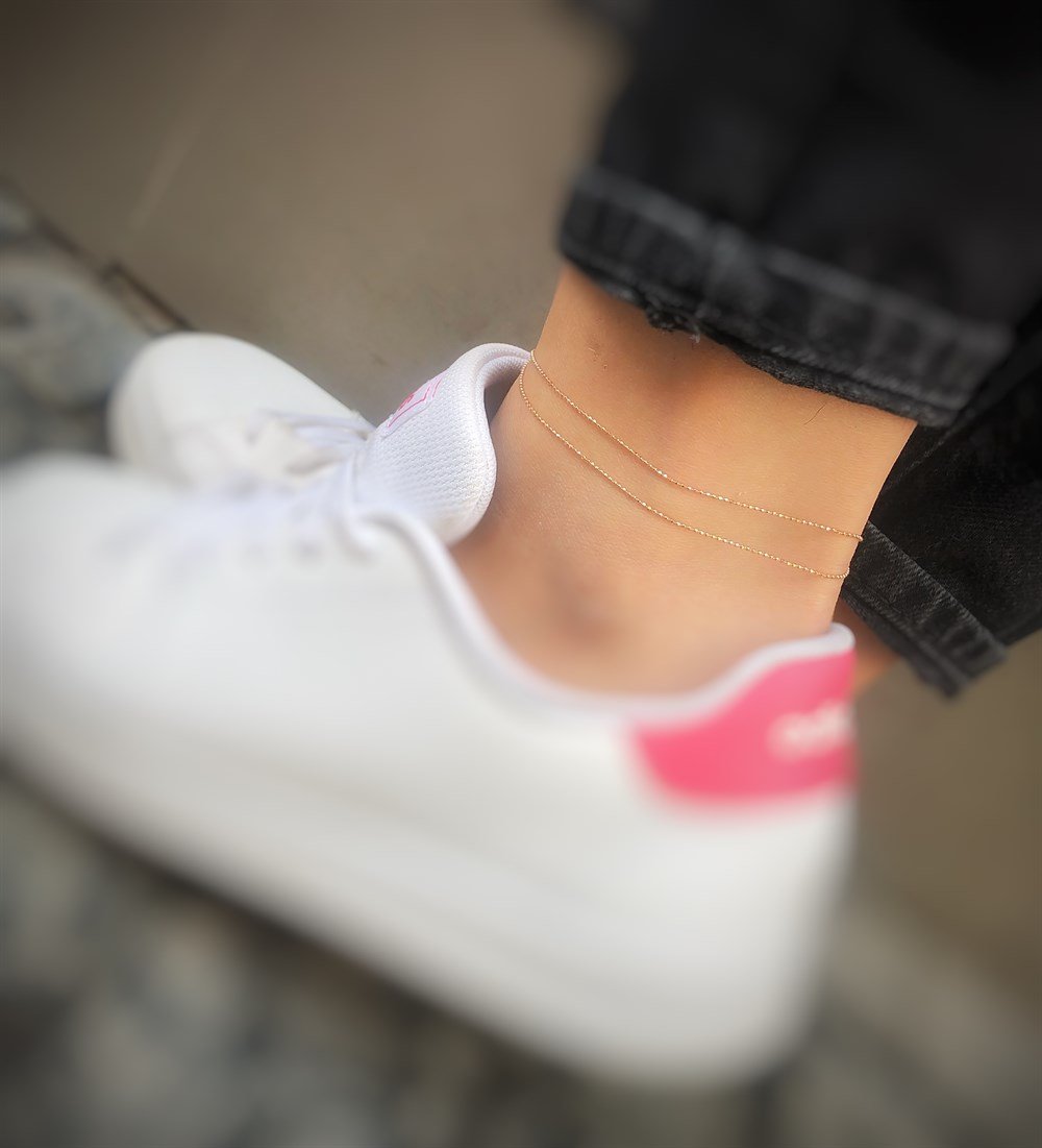 Topçuk Zincir İki Sıra Gümüş Halhal