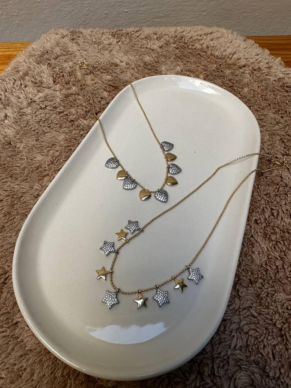 Topçuk Zincirli Zirkon Taş Detay Kalp Kolye