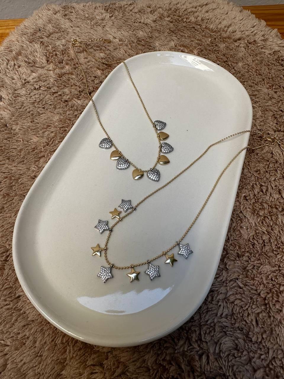 Topçuk Zincirli Zirkon Taş Detay Kalp Kolye