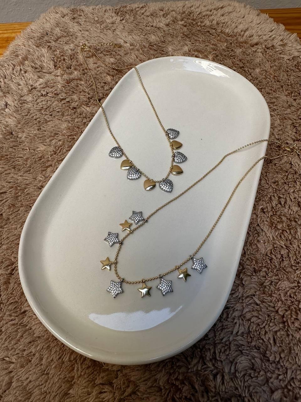 Topçuk Zincirli Zirkon Taş Detay Yıldız Kolye