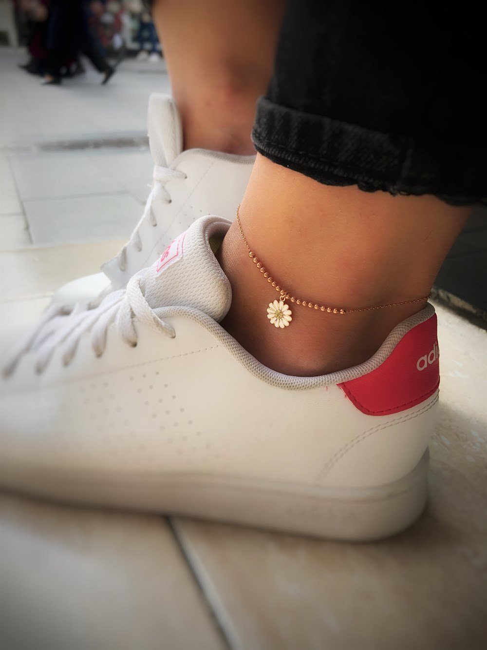 Topçuklu Papatya Gümüş Halhal