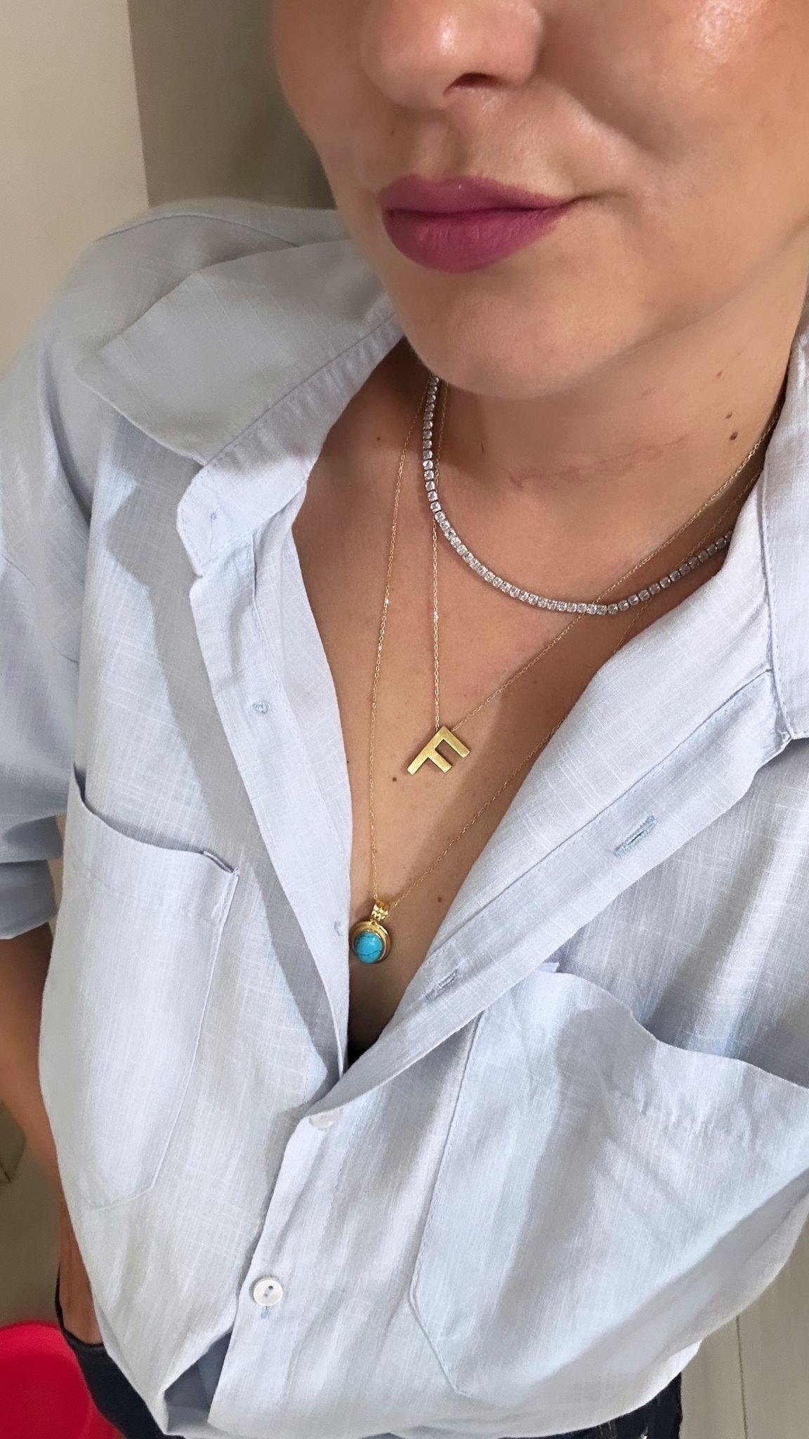 Turkuaz Doğaltaş Gümüş Kolye