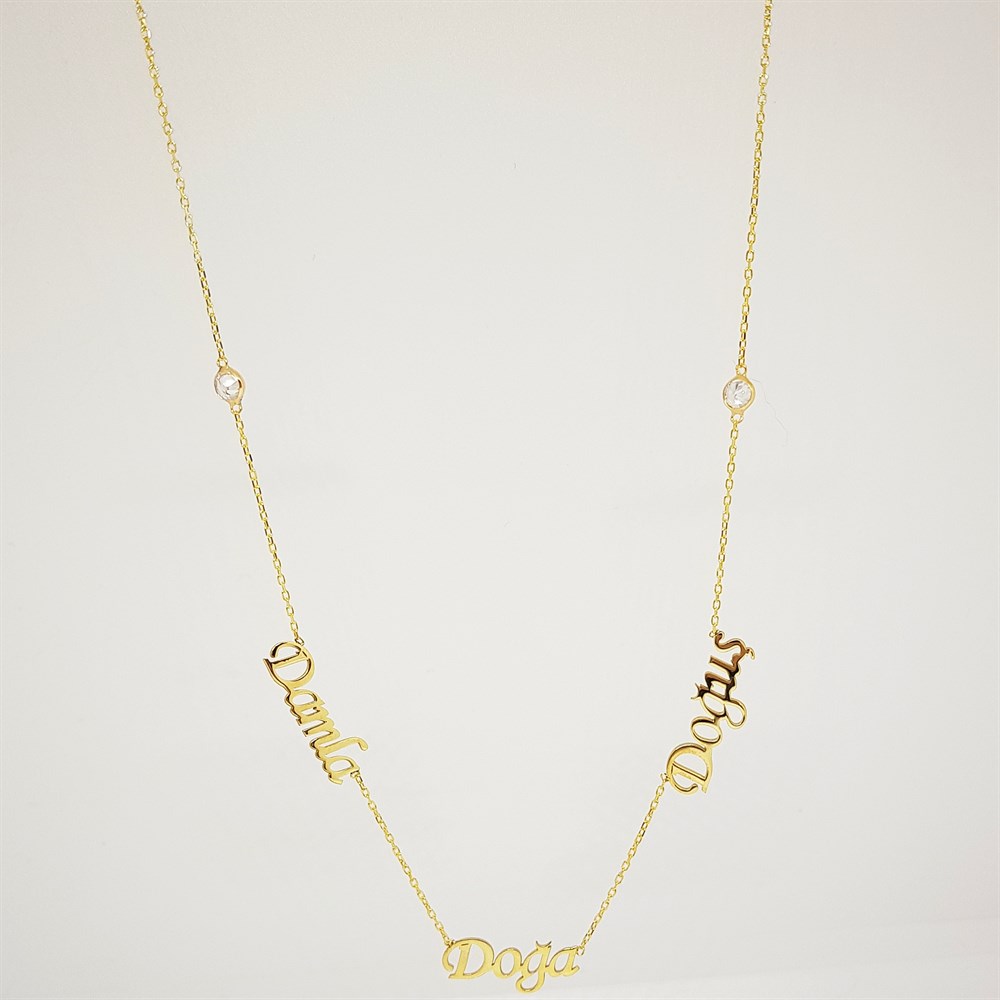 ÜÇ İSİMLİ TEK TAŞLI KOLYE