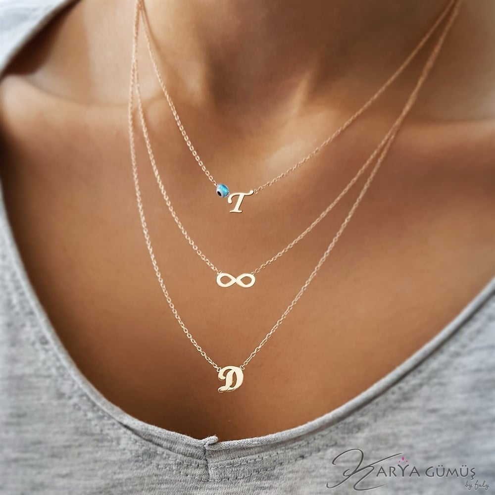 ÜÇLÜ HARF SONSUZLUK GÜMÜŞ KOLYE
