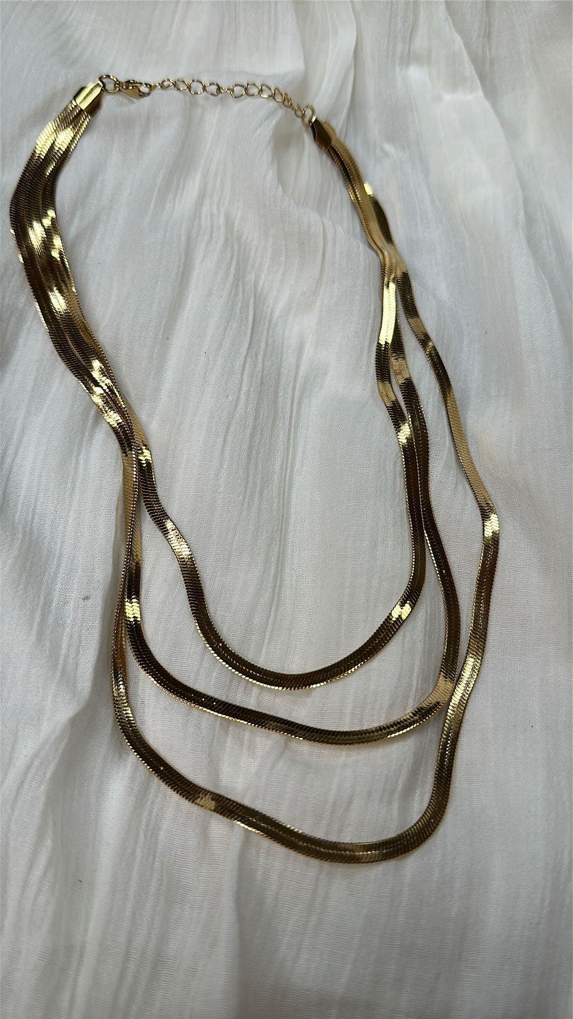 Üçlü İtalyan Yassı Zincir Kolye