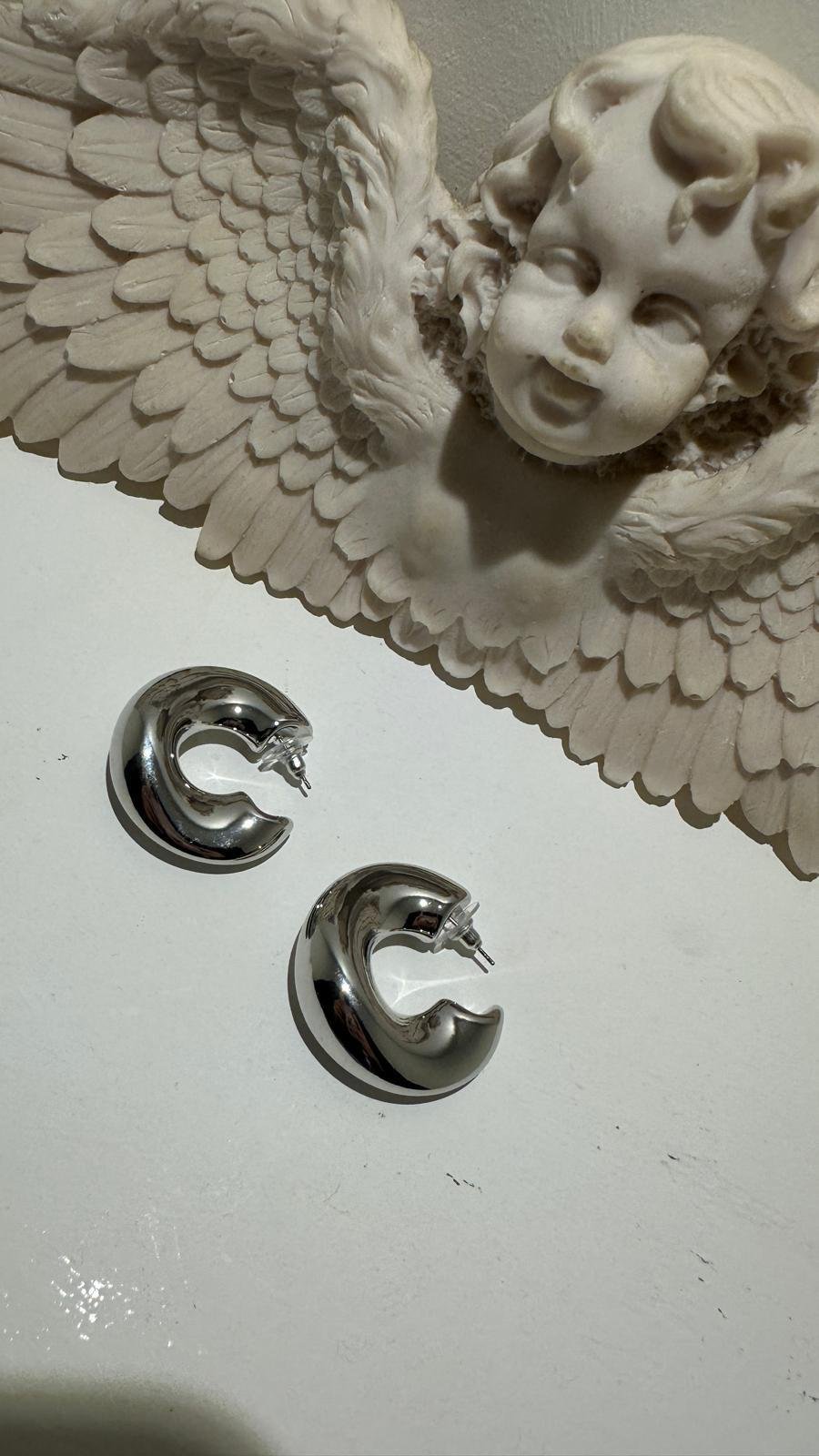 VİP Özel Seri Asimetrik Yarım Halka Çelik Küpe