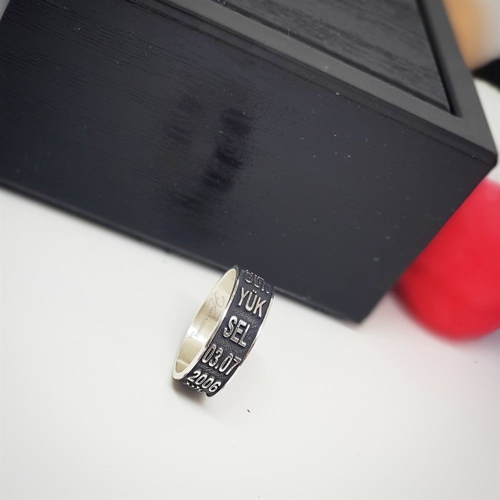 Yeni Çift İsim Tarih Gümüş Alyans