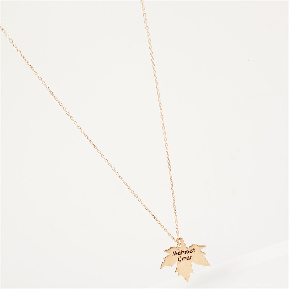 YENİ ÇINAR YAPRAKLI İSİM GÜMÜŞ KOLYE