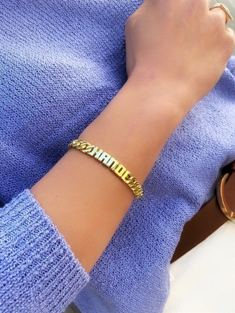 Yeni Kalın  Zincir Detay İsim Gümüş Bileklik