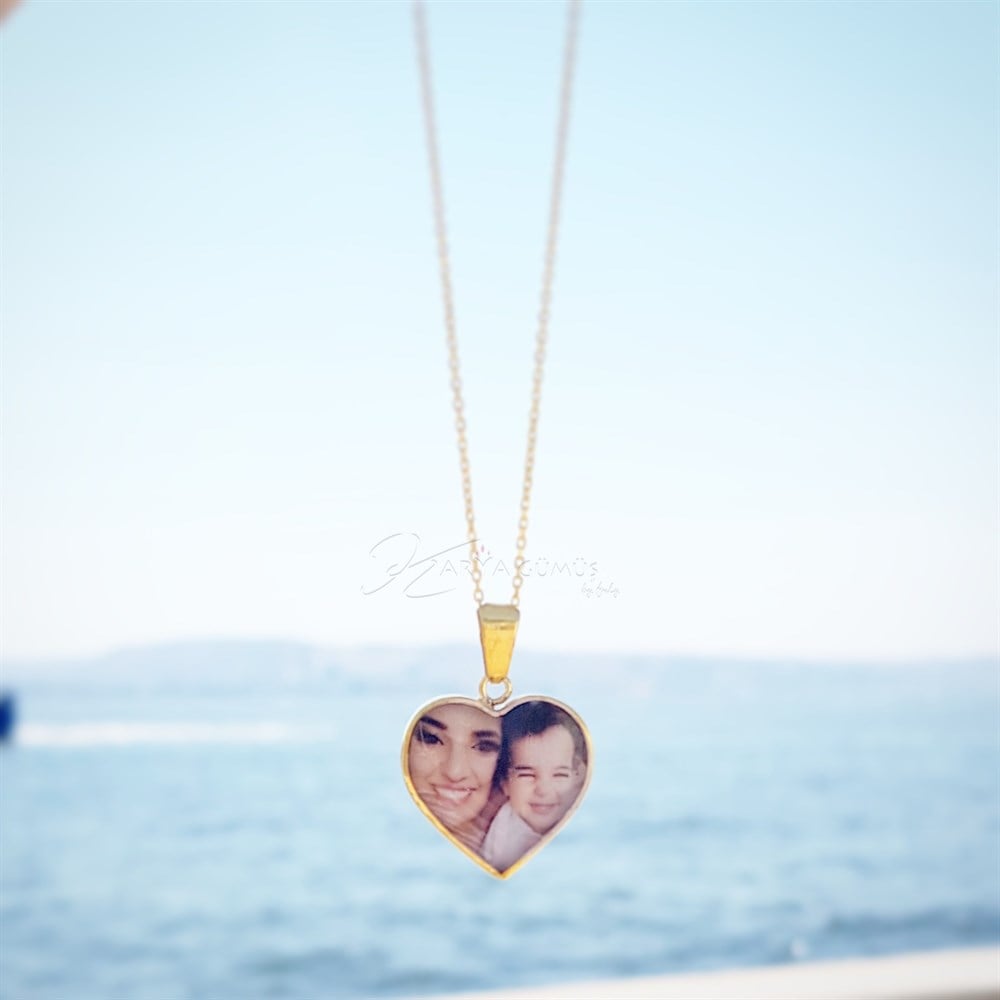 Yeni Kalpli Resim Gümüş Kolye