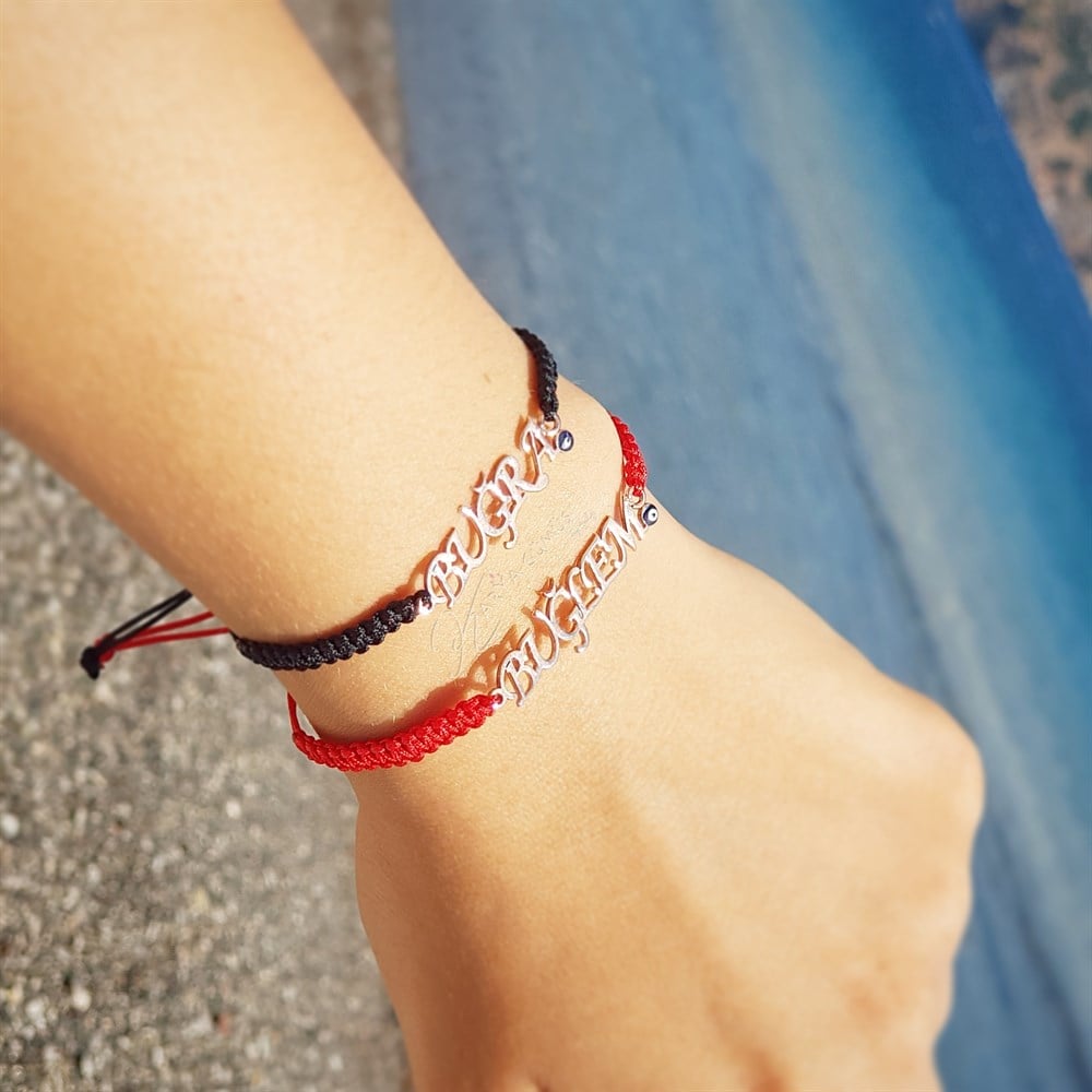 Yeni Nazar Boncuklu İsim Gümüş Bileklik