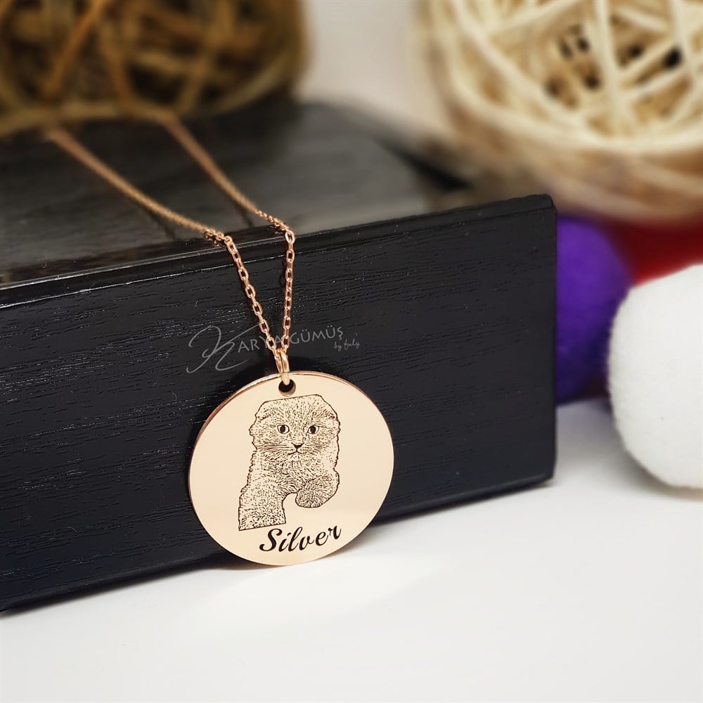 Yeni Resim Baskılı Gümüş Kolye