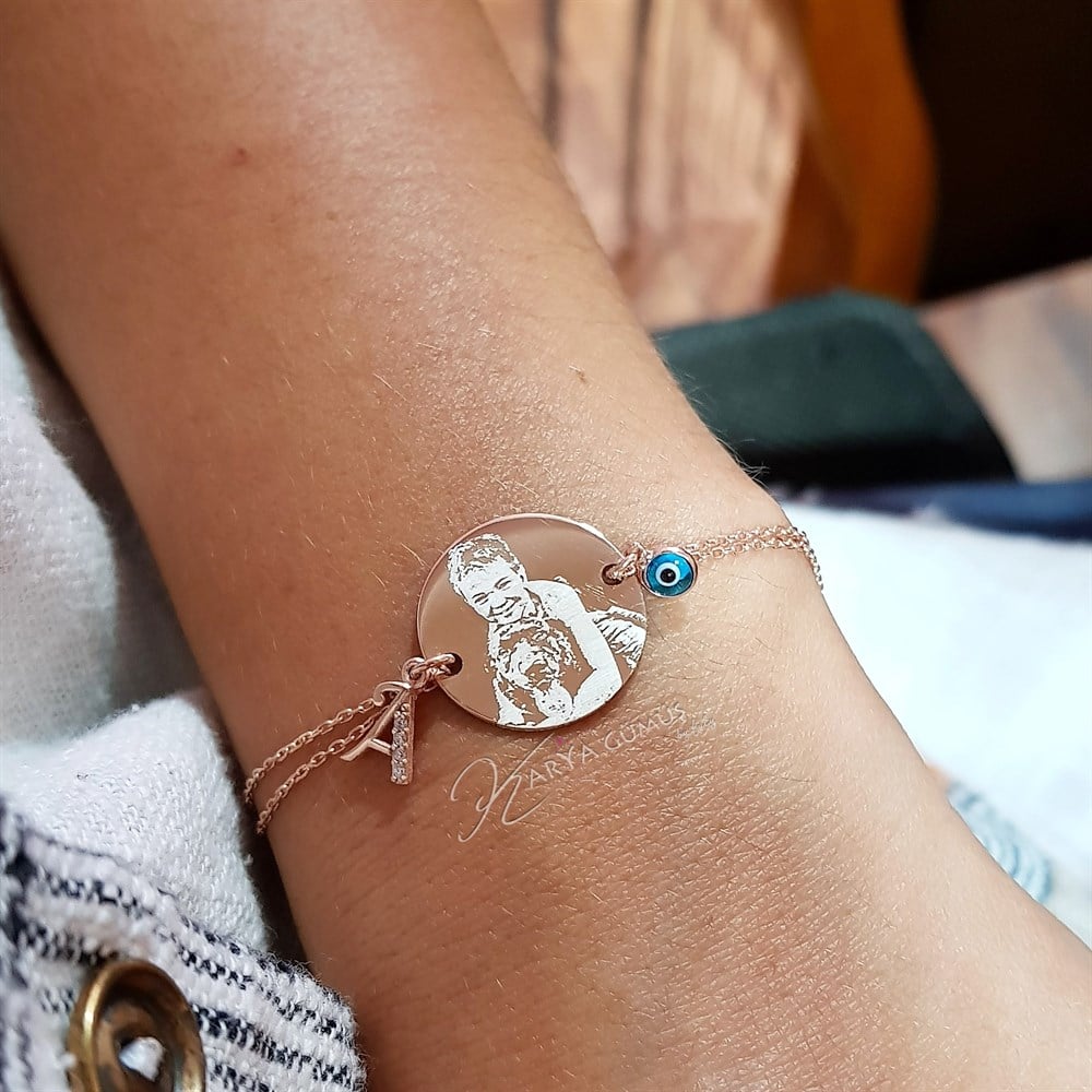 Yeni Resim Baskılı Harfli Gümüş Bileklik