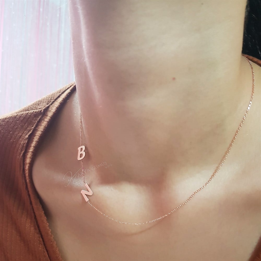 Yeni Tasarım İki Harfli Gümüş Kolye