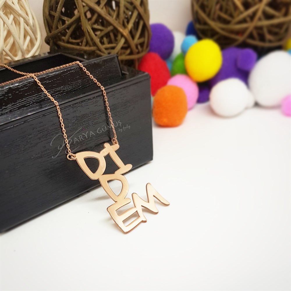 Yeni Tasarım İsim Gümüş Kolye