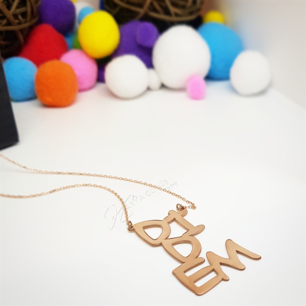 Yeni Tasarım İsim Gümüş Kolye