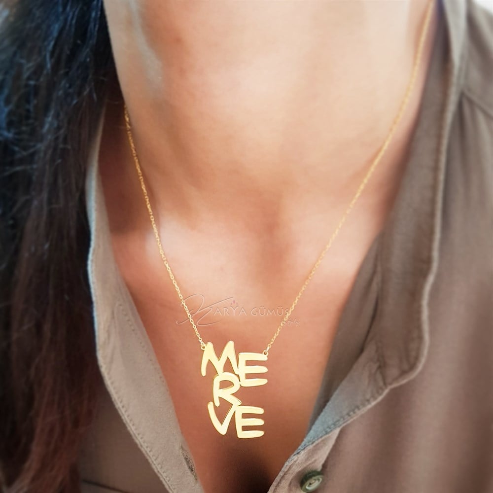 Yeni Tasarım İsim Gümüş Kolye