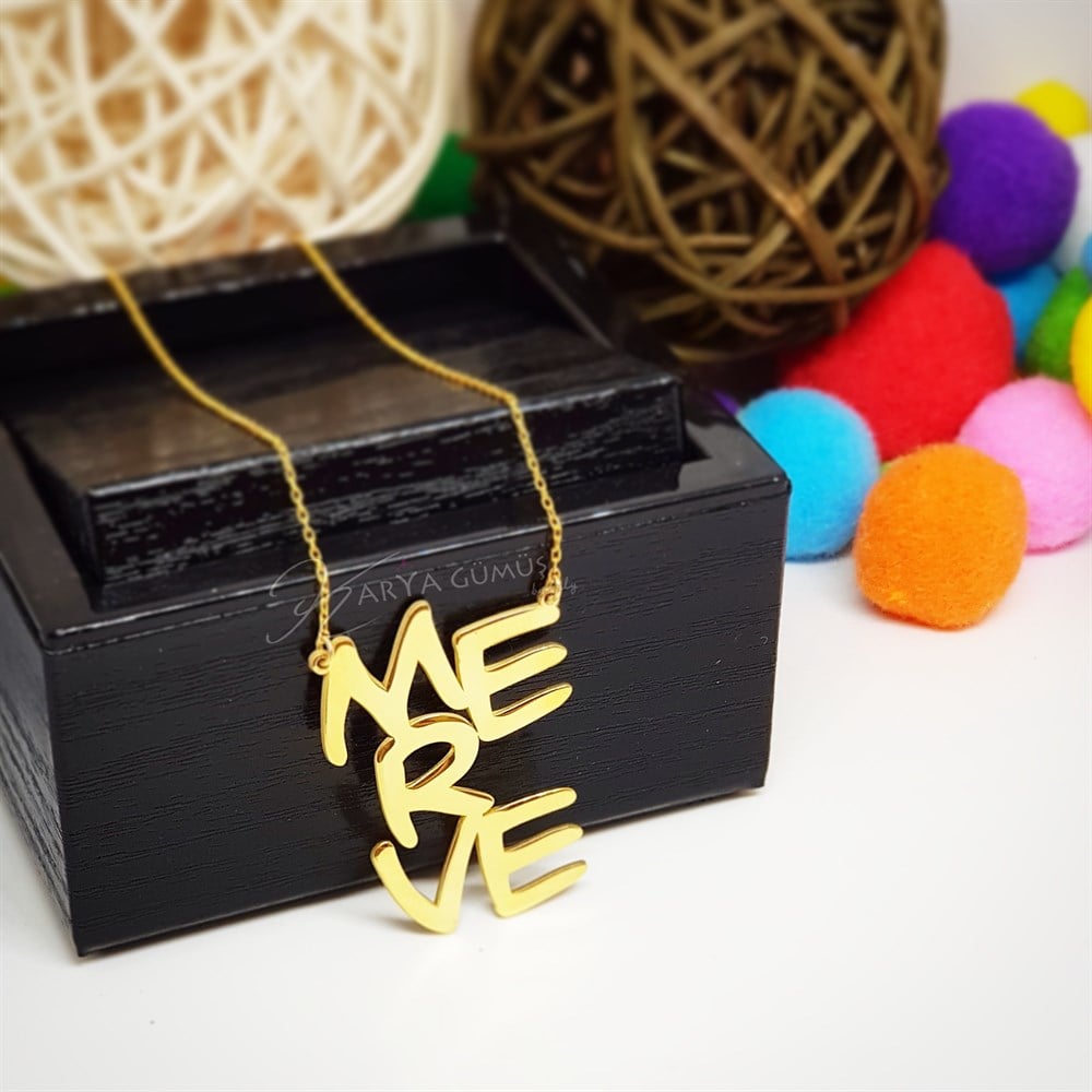 Yeni Tasarım İsim Gümüş Kolye