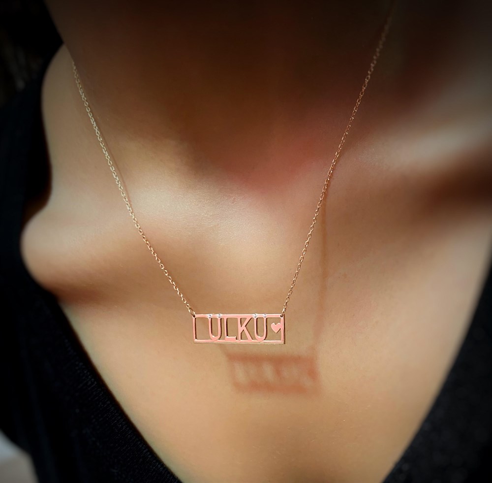 Yeni Tasarım İsim Kalp Gümüş Kolye