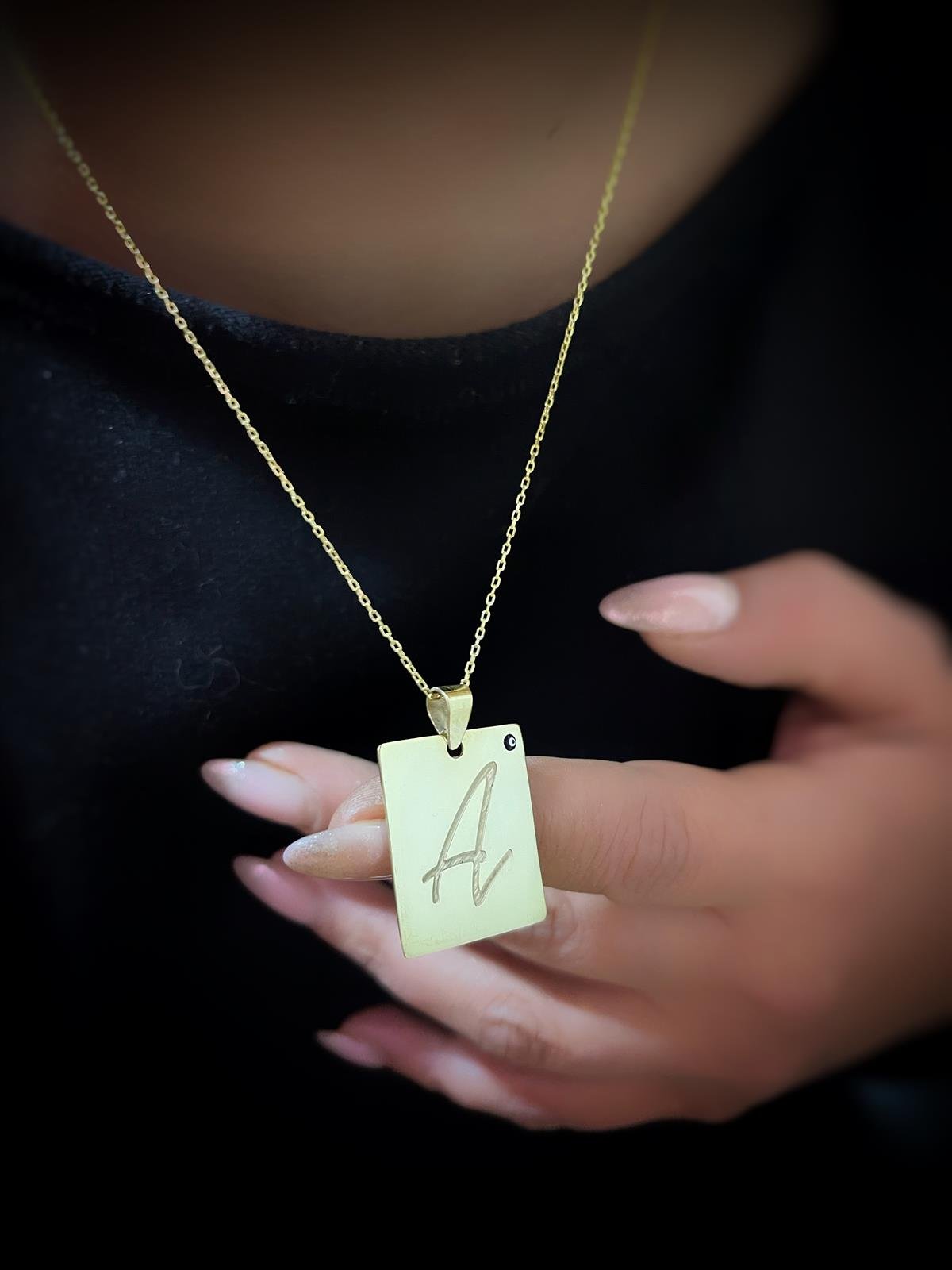 Yeni Tasarım Plaka Harf Gümüş Kolye