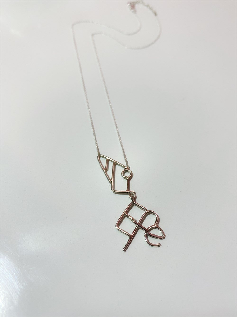 Yeni Tasarım Tel Bükme İki İsimli Gümüş Kolye