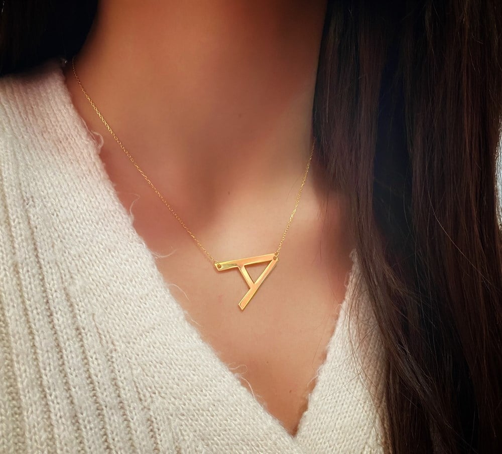 YENİ YAN HARF GÜMÜŞ KOLYE