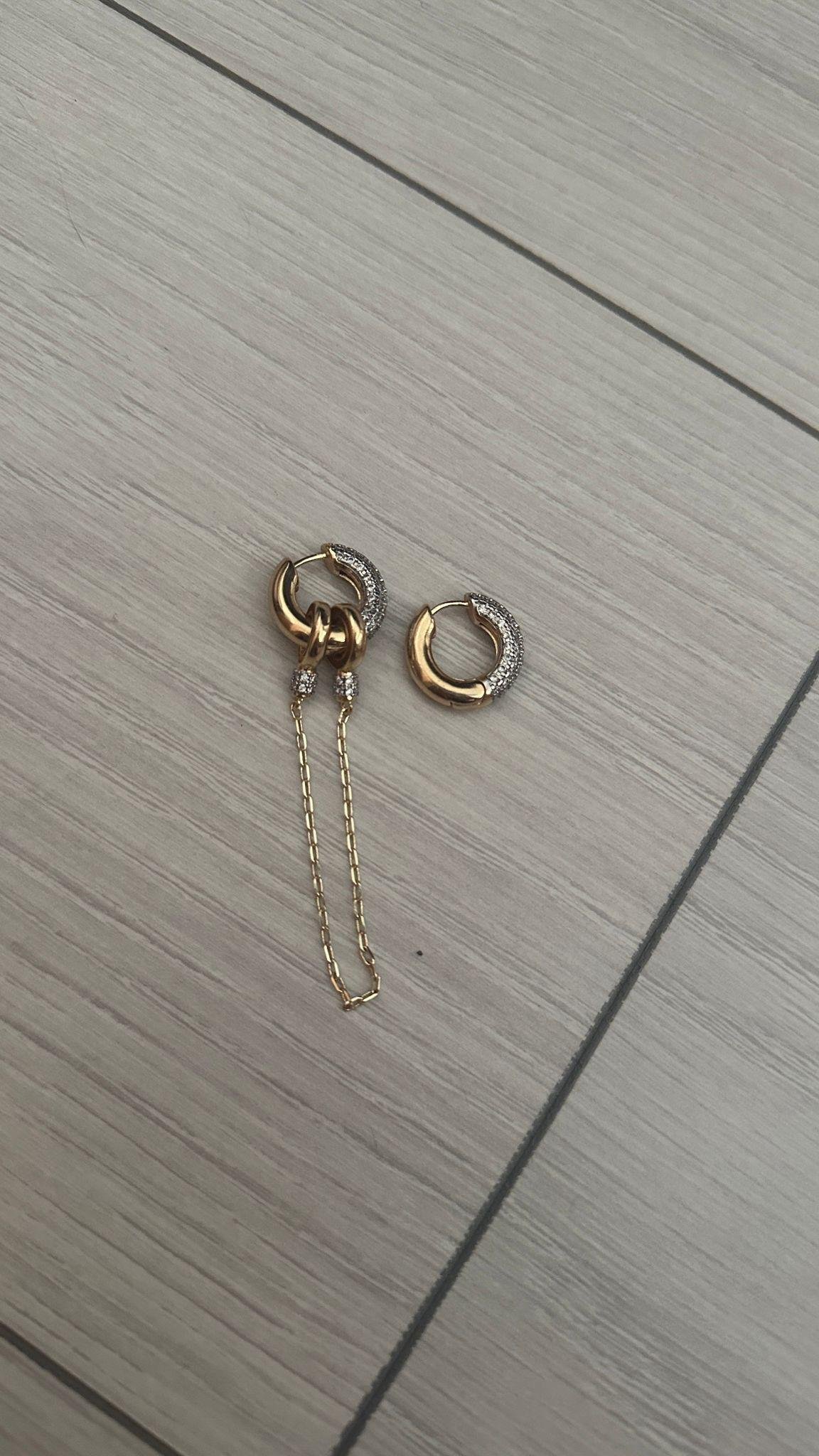 Zincir Detay Zirkon Taşlı Halka ByFuly Küpe