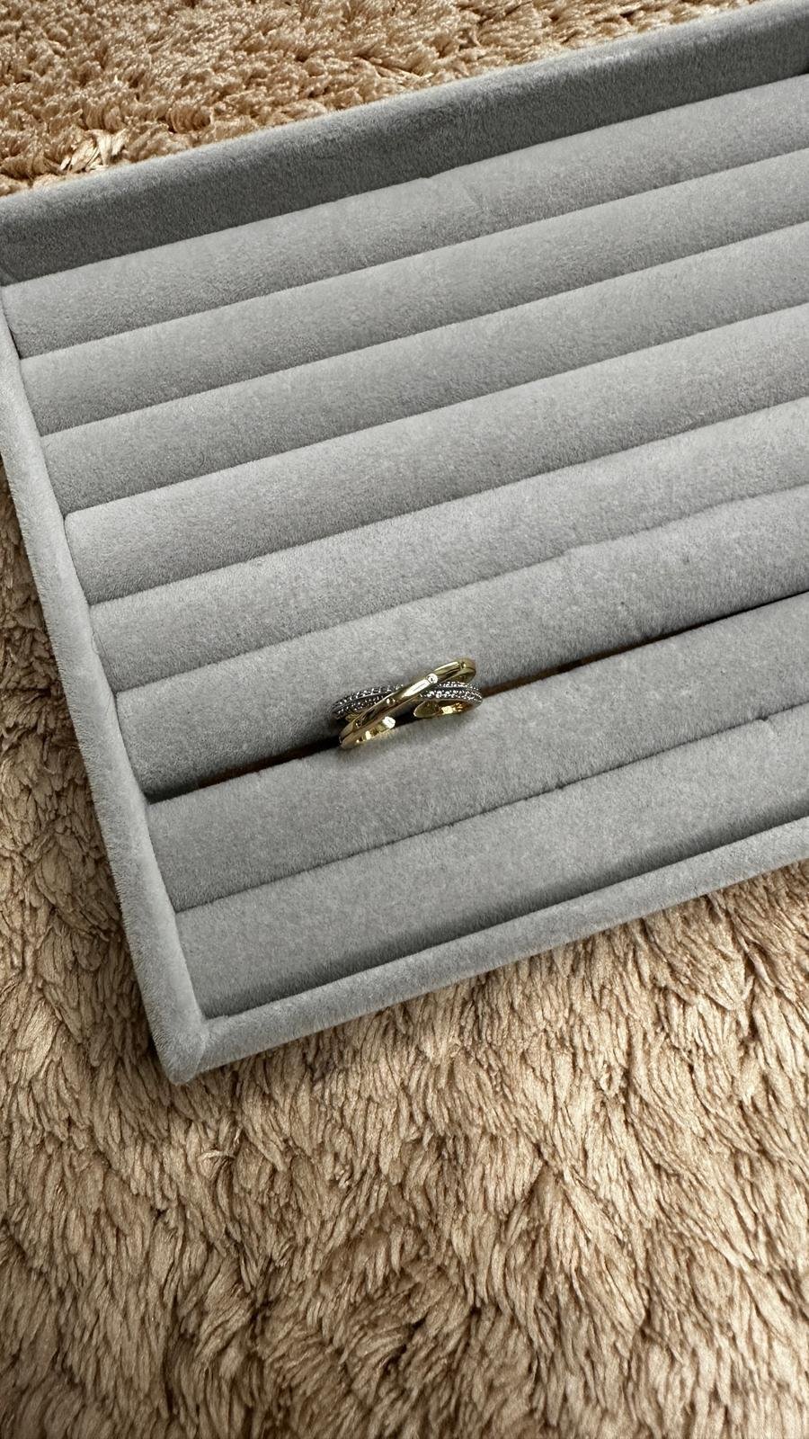 Zirkon Taş Detay Çapraz İkili Yüzük