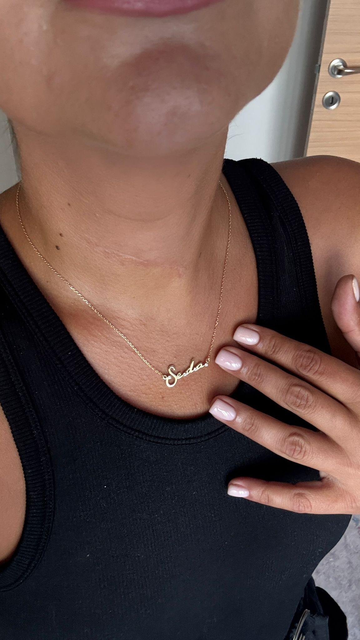 Zirkon Taş Detay İsim Gümüş Kolye