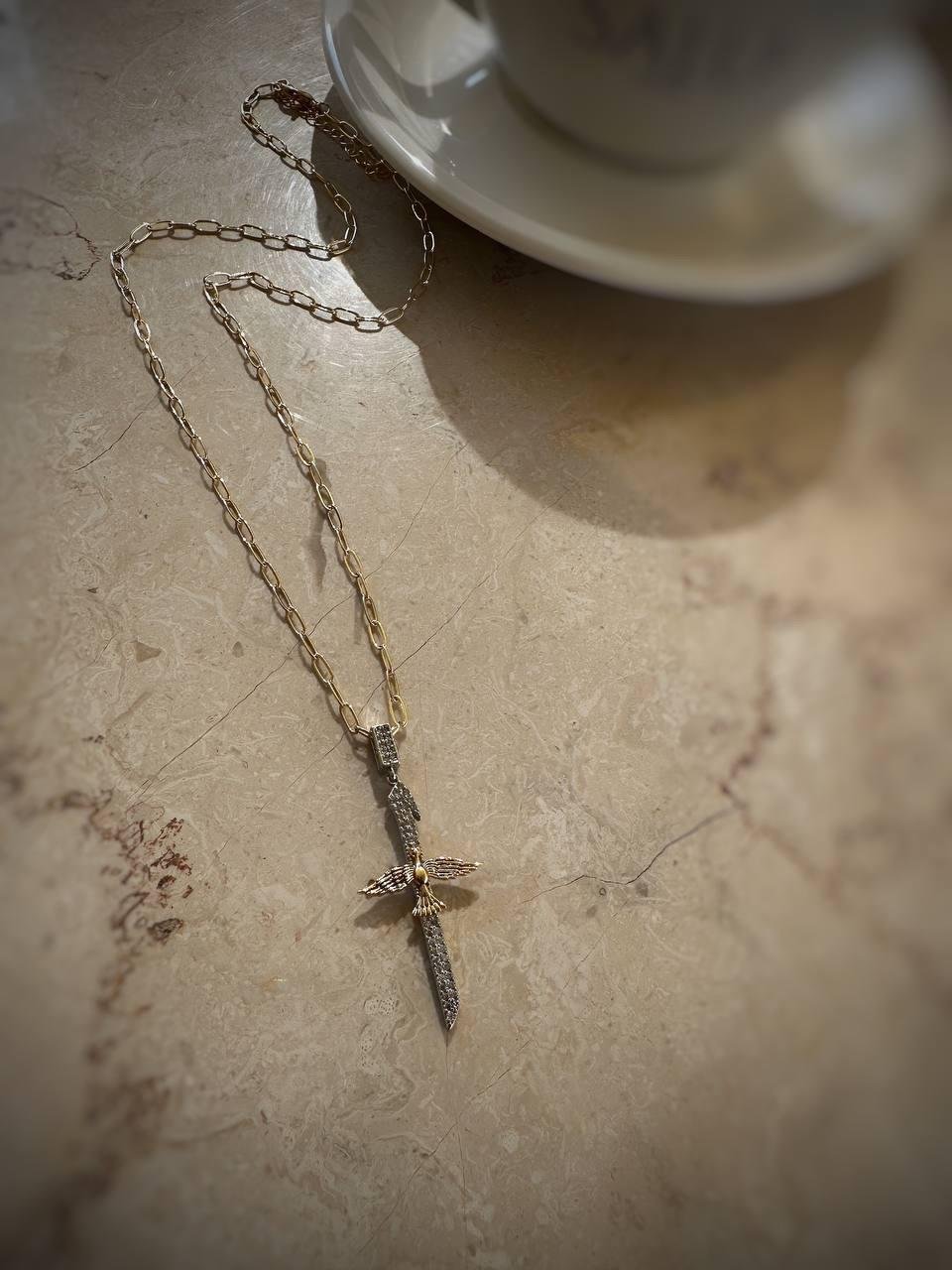 Zirkon Taşlı Anka Kuşu Çelik Kolye