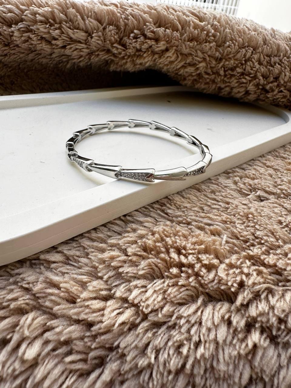 Zirkon Taşlı Damla Kelepçe Çelik Bileklik