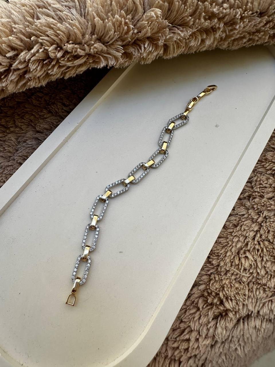 Zirkon Taşlı Dikdörtgen Çubuk Bileklik 