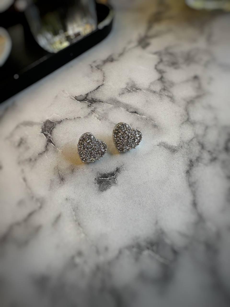 Zirkon Taşlı Kalp Çelik Küpe 