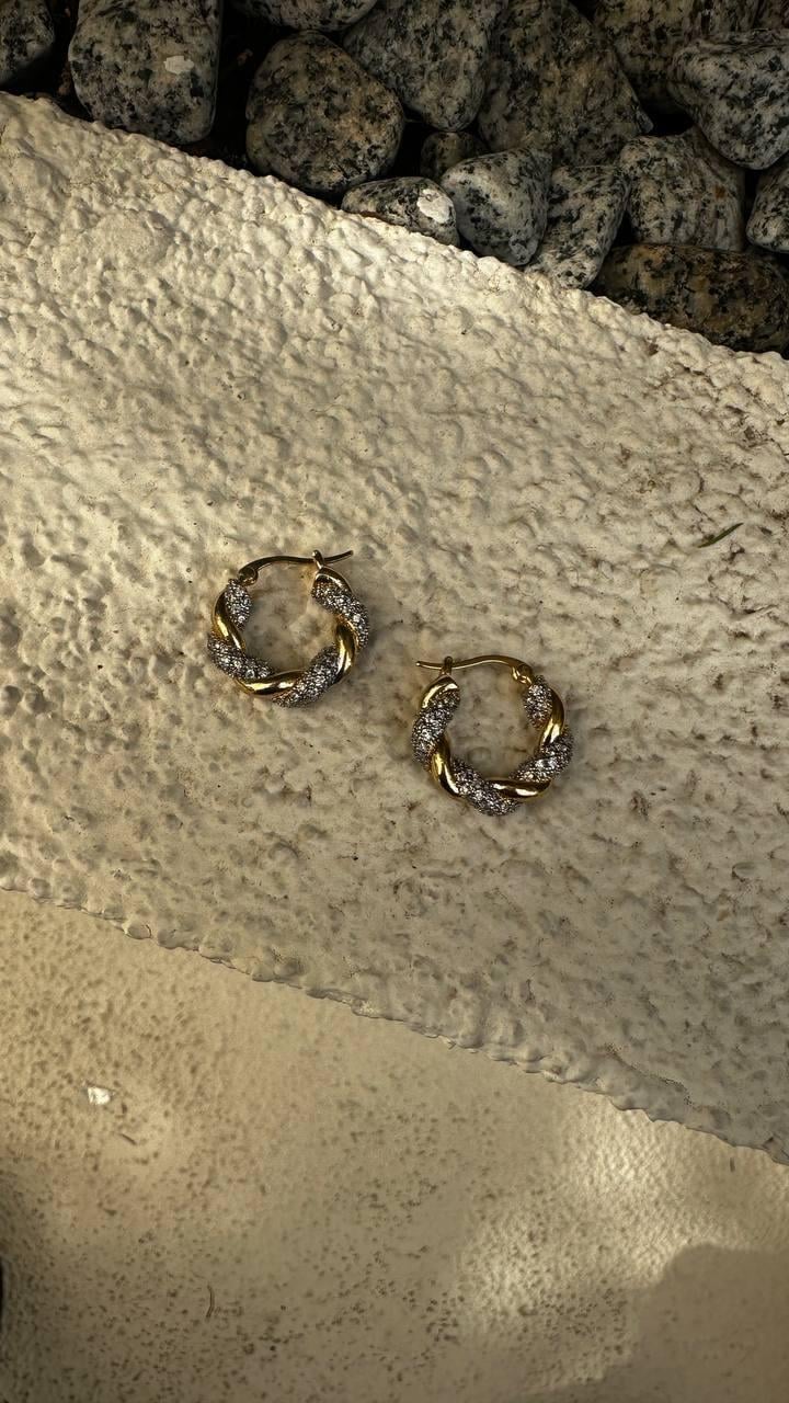 Zirkon Taşlı Nostalji Burgu Halka Küpe