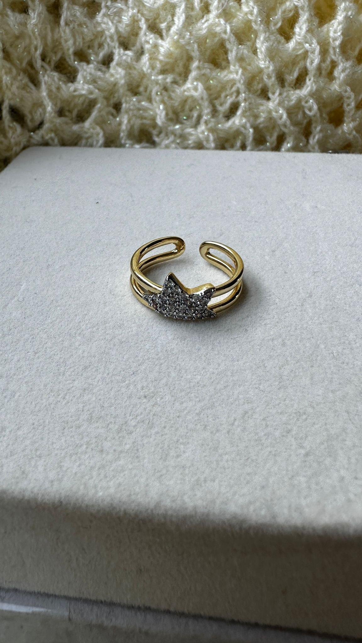 Zirkon Taşlı Yıldız İki Sıra Yüzük